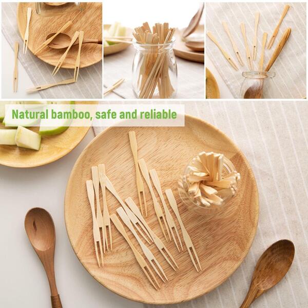 800x Natural Bamboo BBQ Cocktail Fruit Fork Catering Finger Food Tasting Sticker