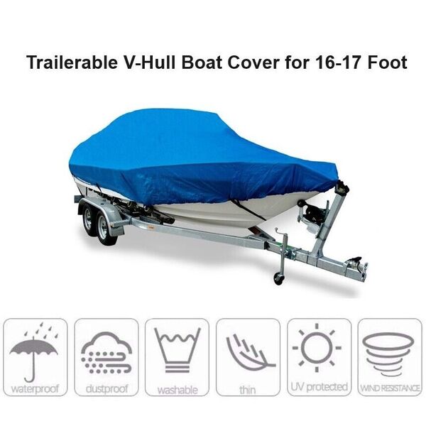 Trailerable Boat Cover 16-17.5 Ft / 4.9-5.5m Heavy Duty Weather Waterproof 600D