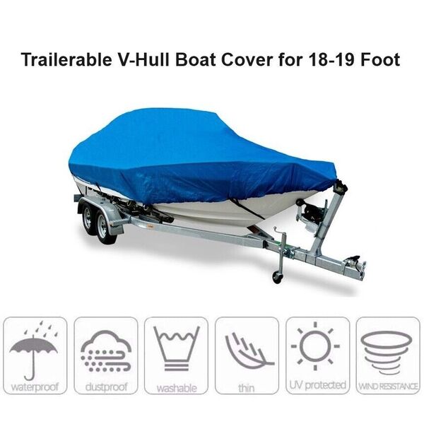 Trailerable Boat Cover 18-19 Ft / 5.5-5.8m Heavy Duty Weather Waterproof 600D