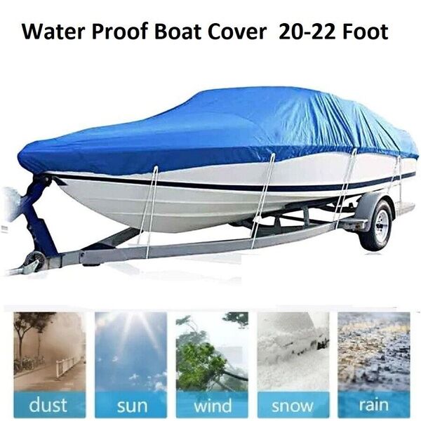 Trailerable Boat Cover 20-22 Ft / 6.1-6.7m Heavy Duty Weather Waterproof 600D