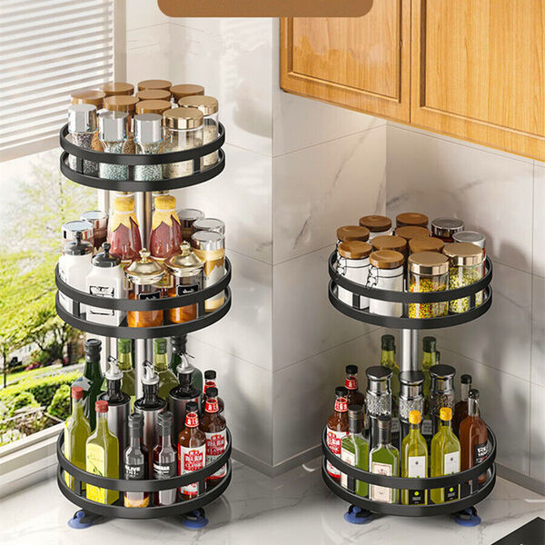 Rotating Kitchen Storage Spice Seasoning Organizer Rack Cosmetic Makeup Stand