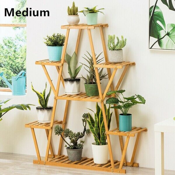 Bamboo Storage Rack Organizer Flower Planter Stand Shelf Multi-Tier 106x 114cm