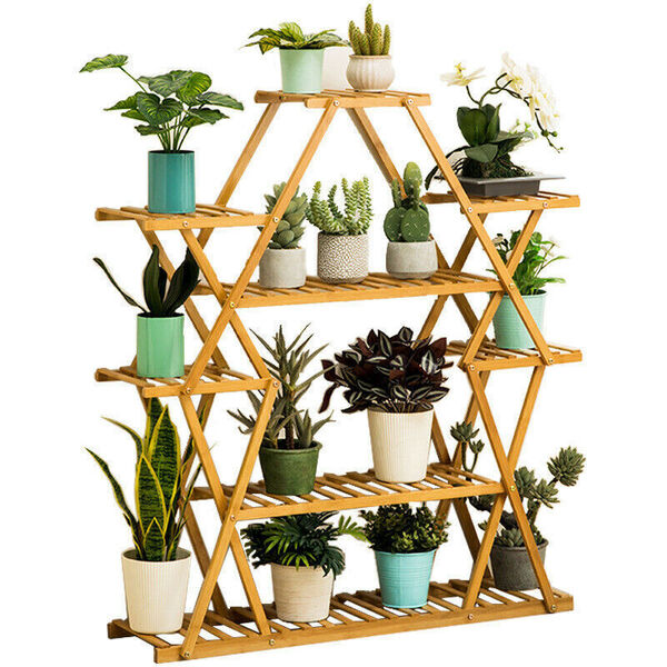 Bamboo Household Staorage Rack Organizer Flower Planter Stand Shelf Multi-Tier