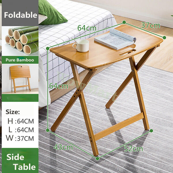 Foldable Bamboo Coffee End Table Sofa Bed Side Table Laptop Serving Study Desk