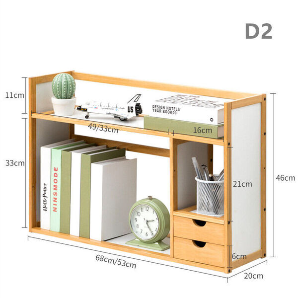 Bamboo Wooden Desk File Drawer Bookshelf Office Table Shelving Organizer 53-68cm