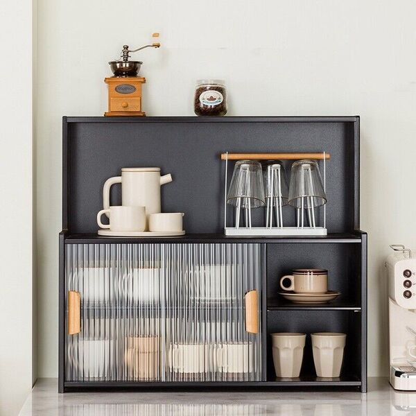 Kitchen Desk Cupboard Tea Coffee Cabinet Tea Room Tea Pot Cup Storage Organizer