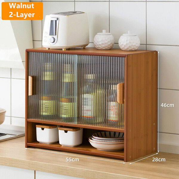 Kitchen Pantry Tabletop Cupboard Showcase Corner Food Seasoning Storage Cabinet