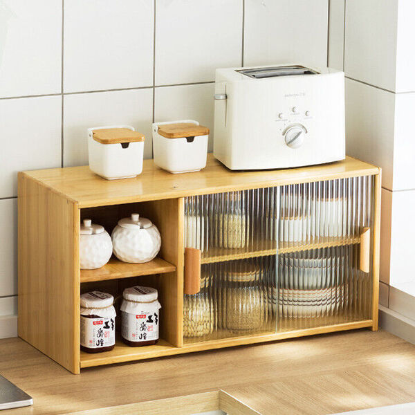 Kitchen Tabletop Pantry Cupboard Food Spice Tea Coffee Storage Cabinet Showcase