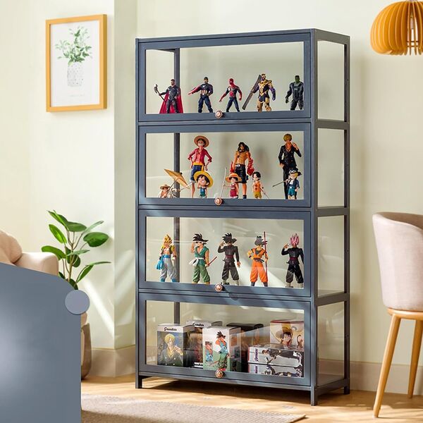 Lego Toy Figure Model Display Box Showcase Cabinet 3-Side Display Stand Cupboard