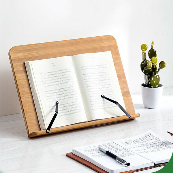 Portable Adjustable Bamboo Tablet iPad Cookbook Reading Book Stand Holder Rack