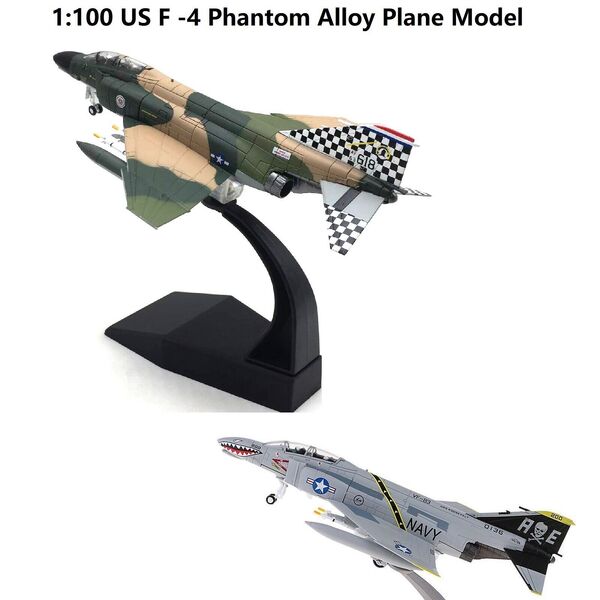 1:100 US F-4 Phantom Fighter Attacker Alloy Metal Diecast Military Plane Model