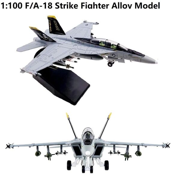 1:100 US F/A-18 Hornet Strike Fighter Attacker Alloy Metal Military Plane Model