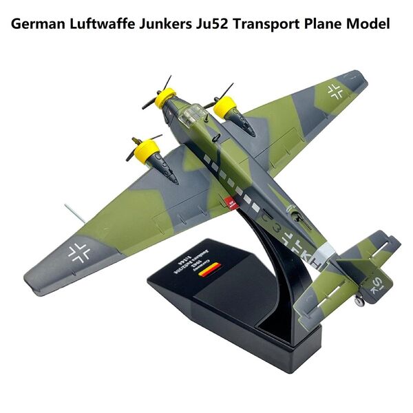 1:144 WWII German Luftwaffe Junkers Ju52 Bomer Transport Military Plane Model