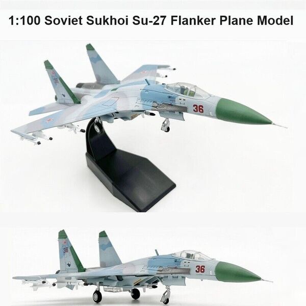 1:100 Alloy Soviet Sukhoi Su-27 Flanker Fighter Plane Model Military Plane Model