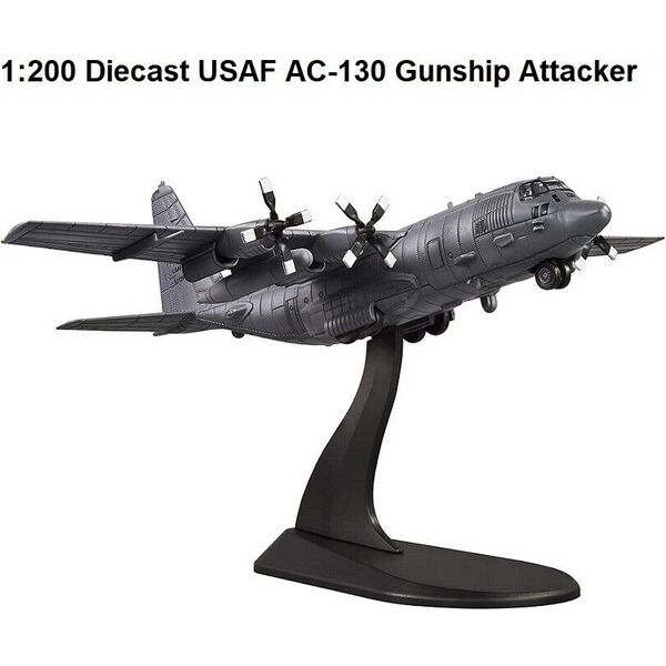 1:200 USAF AC-130 Gunship Hercules Attack Aircraft Diecast Military Plane Model