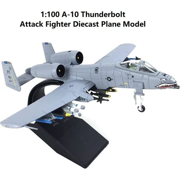 1:100 USAF A-10 Thunderbolt Attacker Aircraft Metal Diecast Military Plane Model