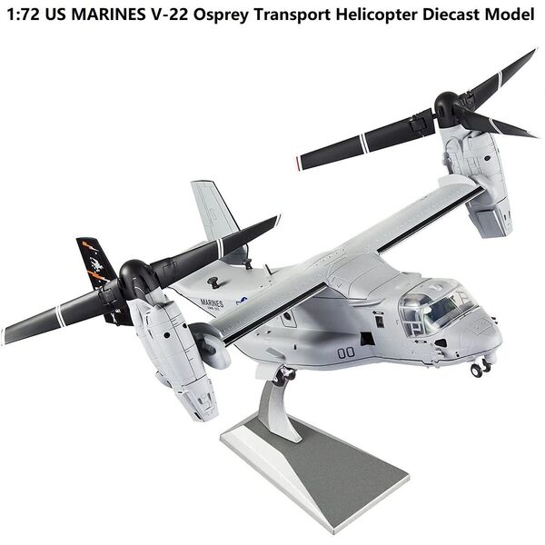 1:72 US Marine V-22 Osprey Transporter Helicopter Diecast Military Plane Model