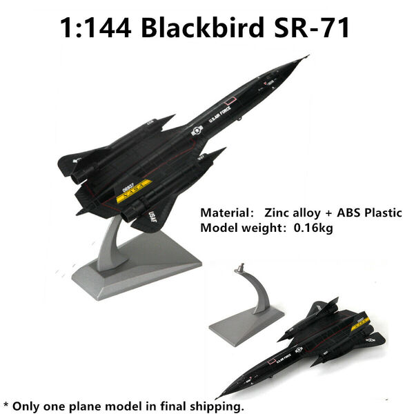 Metal 1:144 US AF NASA Military Reconnaissance SR-71 Blackbird Spy Plane Model