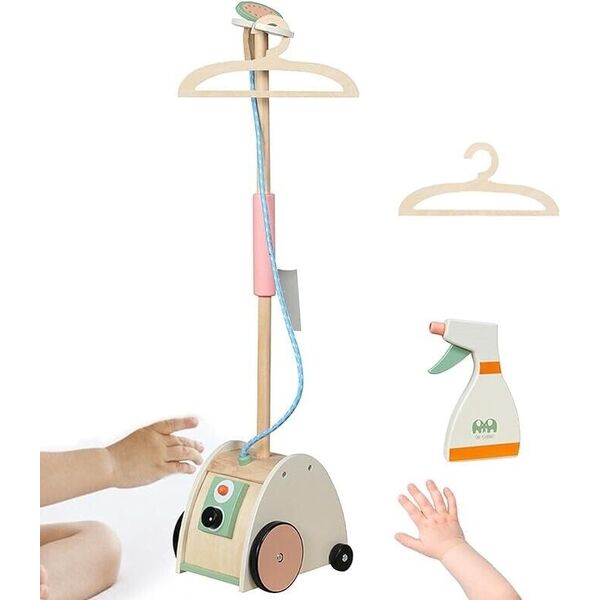 Kid Wooden Pretend Play Toy Ironing Steamer Spray Bottle Hanger Kid Laundry Toy