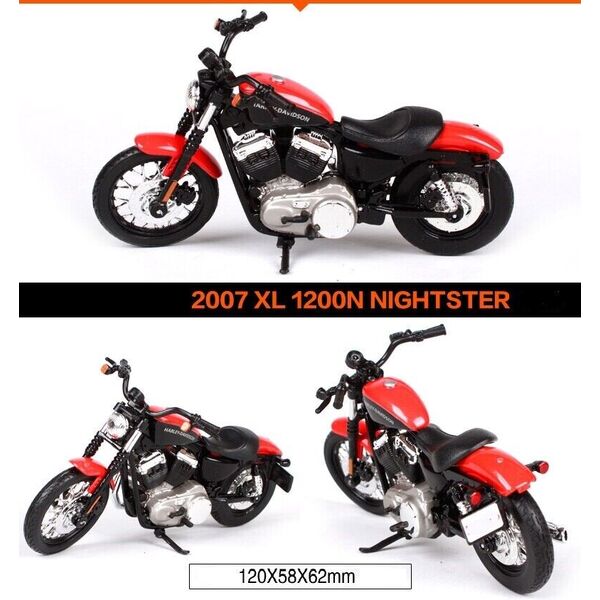 Maisto 1:18 Harley Davidson 2007 XL1200N Nightster Motorcycle Motorbike Model 