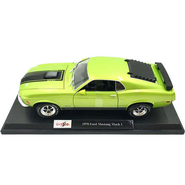 1:18 Maisto 1970 Ford Mustang Mach 1  Metal Diecast Car Model &amp; Stand 25 x 10cm