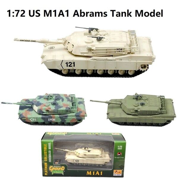 1:72 US Army M1A1 Abrams Tank Model Display Military Ground Armor Model Collect