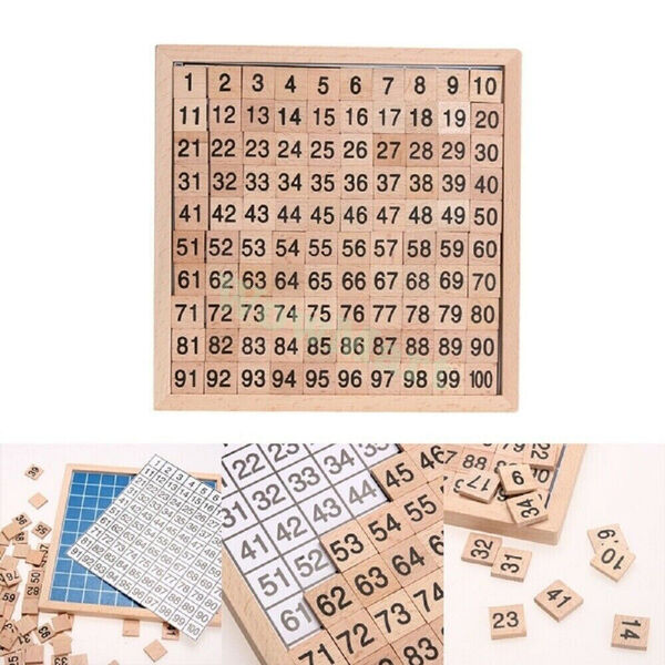 Early Childhood Montessori Educational Wooden Toy Math 1-100 Numerical Table