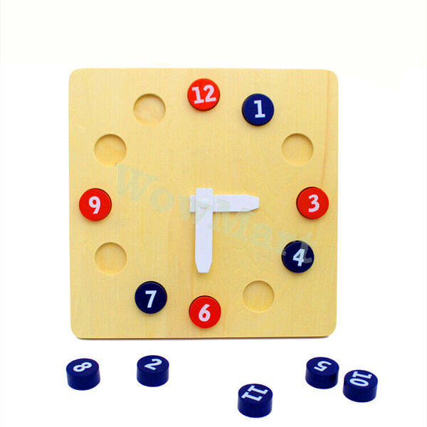 Montessori Wooden Puzzle Learning Clock Time Activity Teaching Aids Educational