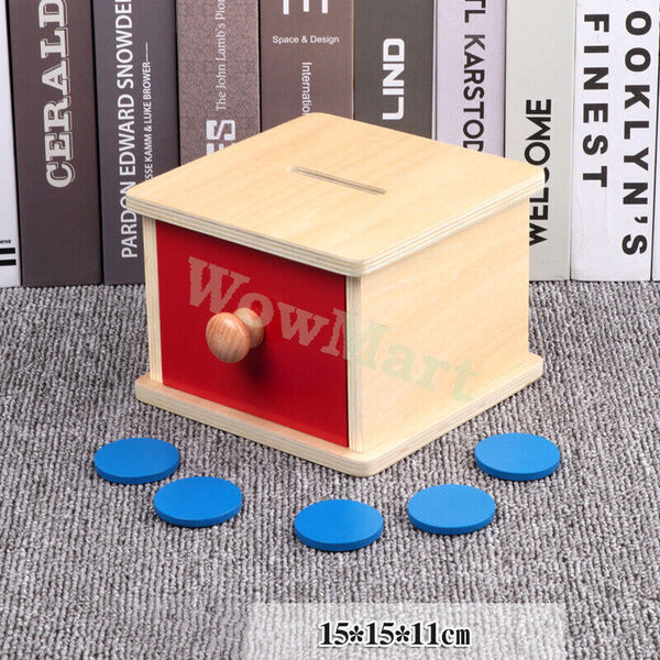 Montessori Learning Toy Wooden Coin Box Piggy Bank Preschool Training Kit