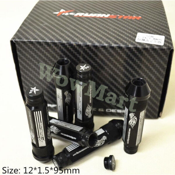 NEW Aluminum Racing Wheel Lug Nut M12 *1.5 * 95MM (20pcs Black) Free postage