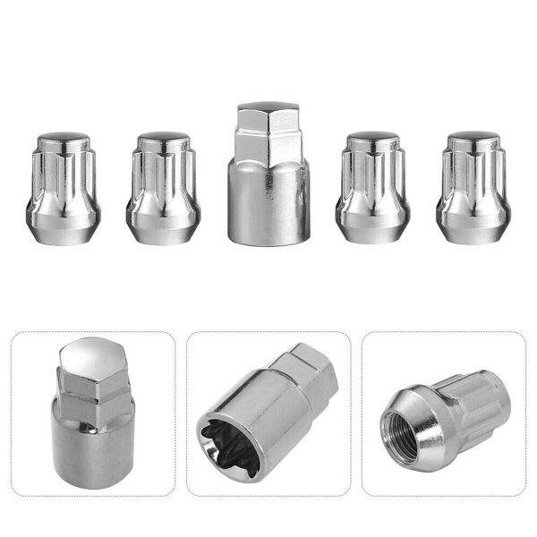 Alloy Steel Wheel Lock Lug Nut &amp; Socket 6pc Anti Theft Locking Set M12 x 125/1.5