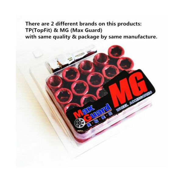 Forged Steel Car Wheel Open End 20 PCS Lug Nut Socket Set M12 x 1.25 Red