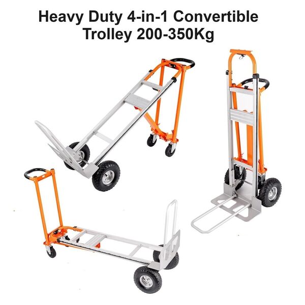 Heavy Duty 4-in-1 Aluminum Convertible Folding Hand Truck Trolley 200-350Kg