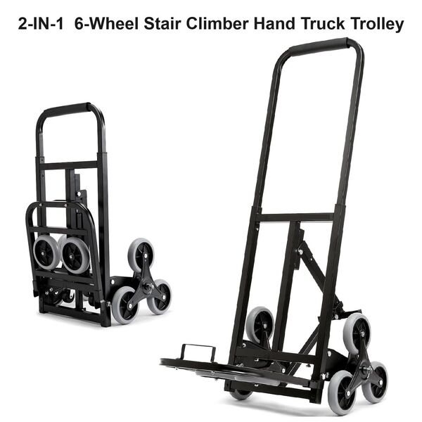 3-IN-1 Stair Climber Hand Truck 6-Wheel Folding Stair Climbing Trolley Max170kg