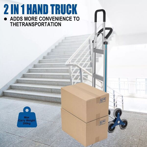 Heavy Duty 2-IN-1 Stair Climber Hand Truck 6-Wheel Stair Climbing Trolley 250kg