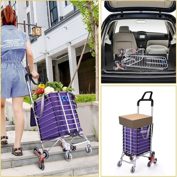 5-IN-1 Foldable Stair Climber Basket Shopping Trolley Rolling Shopping Cart 50kg