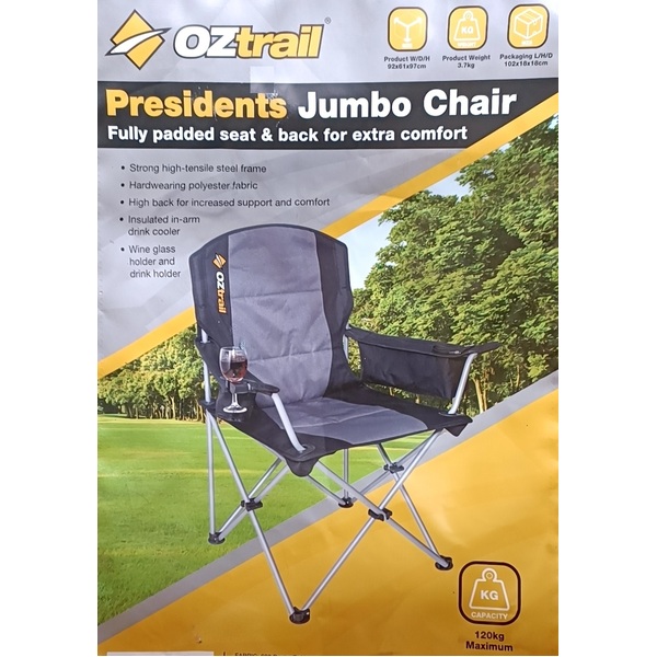 OZtrail Presidents Jumbo Camping Chair Heavy Duty Folding Padded Camping Chair