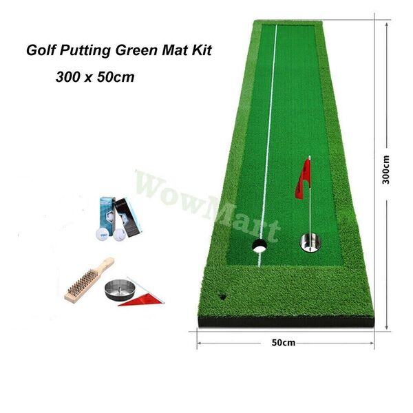 Portable Golf Practice Putting Green Mat Synthetic Grass Turf 300x50cm