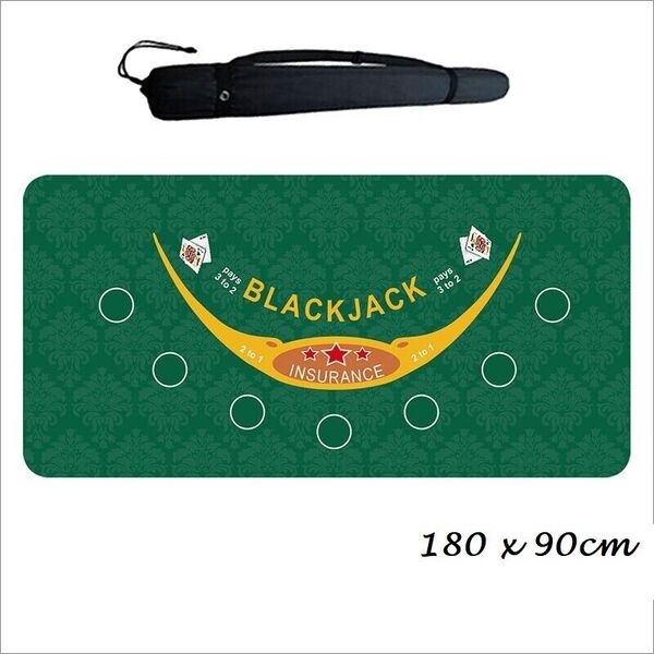 Deluxe Black Jack Texas Hold&#39;em Gaming Table Mat Poker Table Cloth 180x90cm 7P