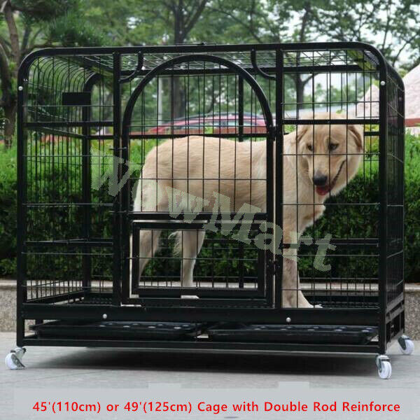 Pet Dog Puppy Cat Rabbit Large Wheel Metal Steel Cage Crate Kennel 37&#39; 43&#39; 49&#39;