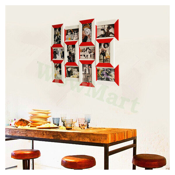 Wall Decor Red &amp; White Kid Children 11 Photo Picture Frame Collage 50x65cm #W926