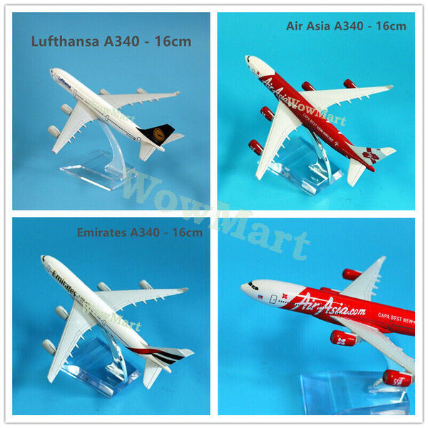 Diecast Metal Aluminium Airbus A340 Plane Model Varies Airlines 16cm