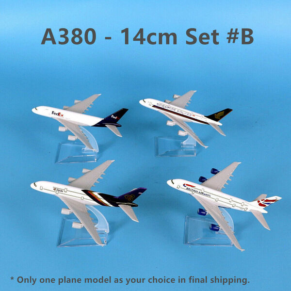 Super Quality Metal Aluminium A380 Aircraft Plane Model 14cm Various Airlines #B