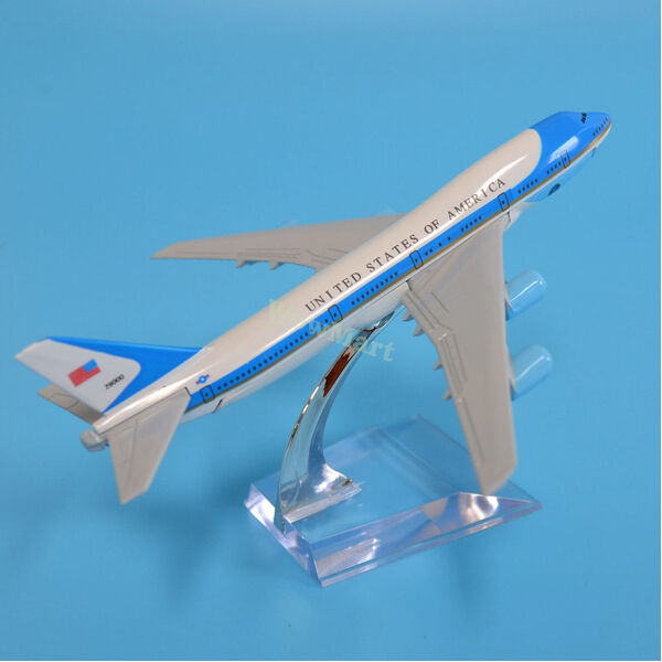 New 1:444 Metal Aluminium U.S.A Air Force One B 747 Aircraft Plane Model 15.5cm