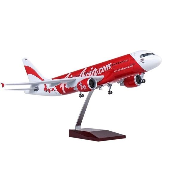 1:80 AirAsia A320 Plane Model / LED Light &amp; Wheel Air Asia Airbus Aircraft Model