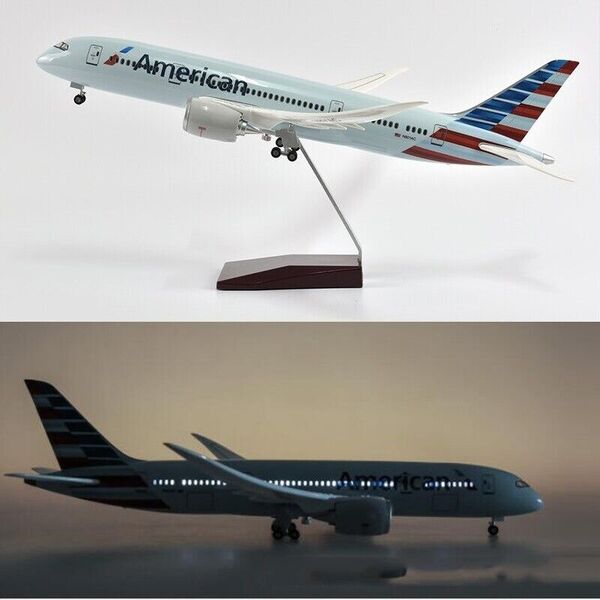 1:130 American Airlines B787 Plane Model LED Light Wheels Boeing Aircraft Model