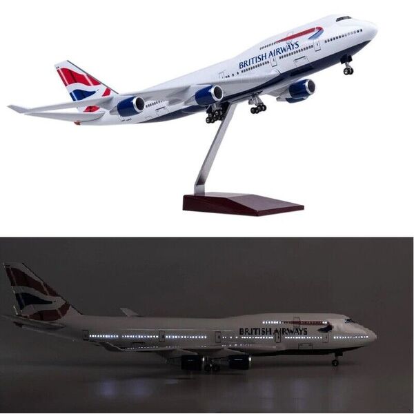 1:160 British Airways B747 Plane Model / LED Light &amp; Wheel Boeing Aircraft Model