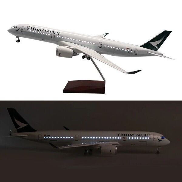 1:140 Cathay Pacific A350 Plane Model LED Light Wheel Airbus Aircraft Model 47cm