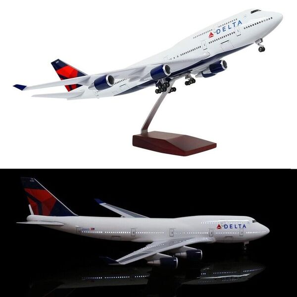 Large Delta Boeing 747 Resin  Aircraft Plane Model Sound Control LED Light 46cm