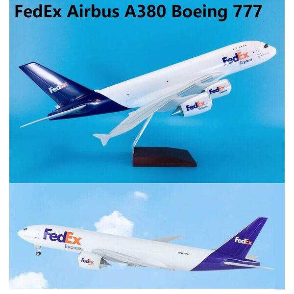 FedEx Airbus A380 Boeing B777 Cargo Plane Model Federal Express Aircraft Model